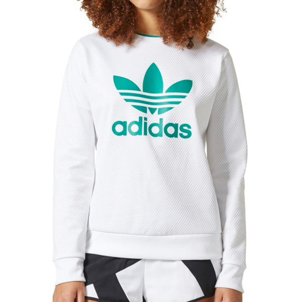Adidas sweater jersey like sweatshirt  size xs -like new with cute emerald green